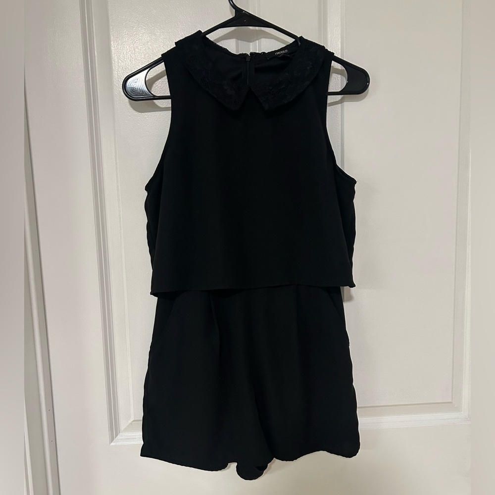 Forever 21 Black Lace Detail Romper